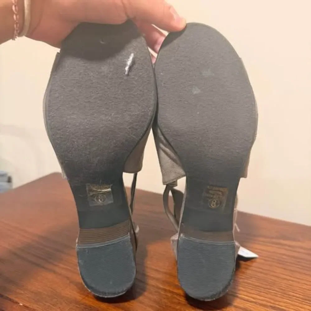 Size 8 Grey Faux Suede Peep Toe Booties